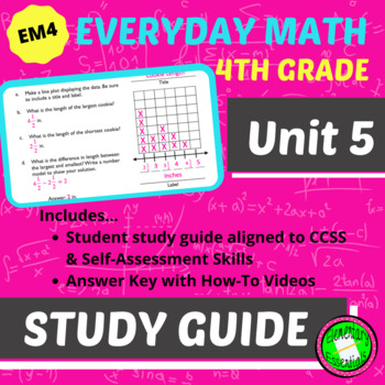 Preview of 4th Grade Everyday Math Unit 5 Study Guide w/Answers & Tutorial Videos