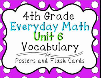 Preview of 4th Grade Everyday Math Unit 6 Vocabulary Posters & Flash Cards