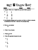 4th Grade Everyday Math Unit 7 Review - Same Format as Test