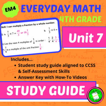 Preview of 4th Grade Everyday Math Unit 7 Study Guide w/Answers & Tutorial Videos