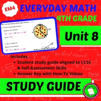 Preview of 4th Grade Everyday Math Unit 8 Study Guide w/Answers & Tutorial Videos