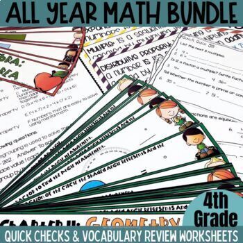 Preview of 4th Grade Math Review the Whole Year Everything Bundle 50% OFF