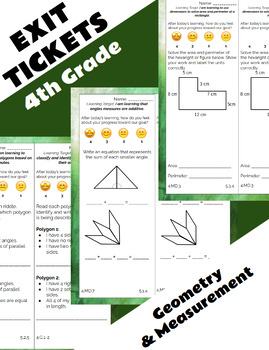 Preview of 4th Grade Exit Ticket - Set 5 - Geometry & Measurement