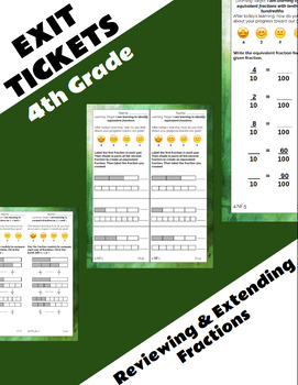 Preview of 4th Grade Exit Ticket - Set 6 - Multiplication & Division, Data and Fractions