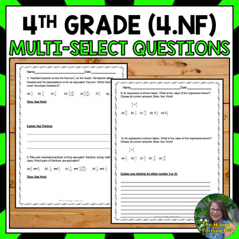 Preview of 4th Grade Number and Operations Fractions Test Prep