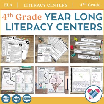 Preview of 4th Grade FULL YEAR Literacy Centers PRINT AND DIGITAL