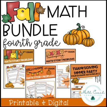 Preview of 4th Grade Fall Math Story Problem Project Bundle