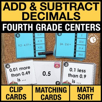Preview of 4th Grade Florida BEST Math Centers Add & Subtract Decimals Math Task Cards