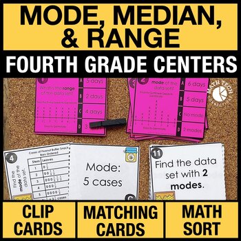 Preview of 4th Grade Florida BEST Math Centers Mode, Median, & Range Math Task Cards