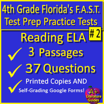 Preview of 4th Grade Florida FAST PM3 Reading Practice Tests #2 Florida BEST Standards ELA