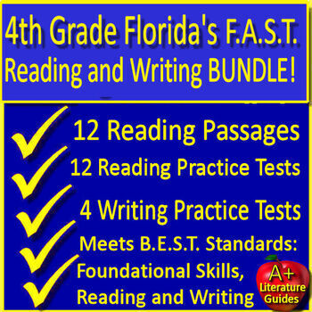 Preview of 4th Grade Florida FAST PM3 Reading and Writing Tests Florida BEST Standards ELA