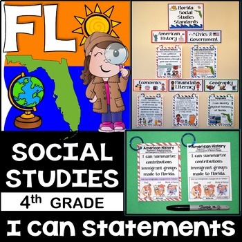 Preview of 4th Grade Florida Social Studies Standards I Can Statements - Florida Standards