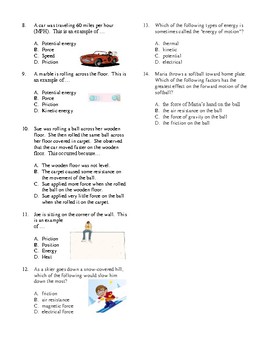 4th Grade Force and Motion Unit Test by Kimberly Wheat | TpT