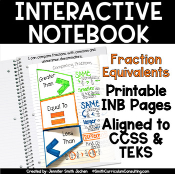 Preview of Fourth Grade Math Fraction Equivalents Interactive Notebook TEKS CCSS