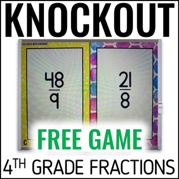 Preview of 4th Grade Fraction Game - Converting Improper Fractions - Free Knockout Game 