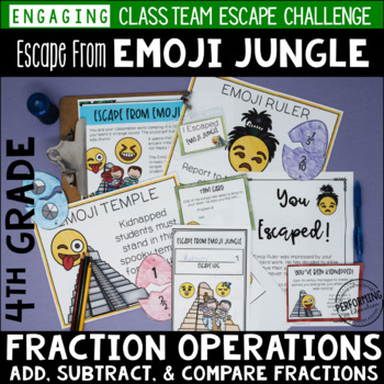 Preview of 4th Grade Fraction Game Review  | Fraction Test Prep Escape Room