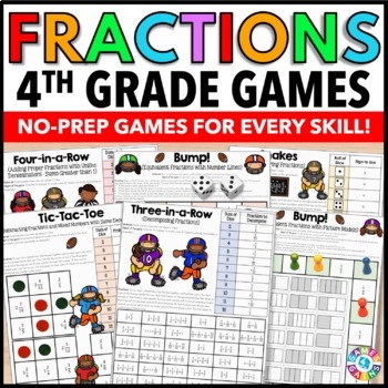 Preview of 4th Grade Fraction Games - Equivalent, Comparing, Adding, Subtracting Fractions