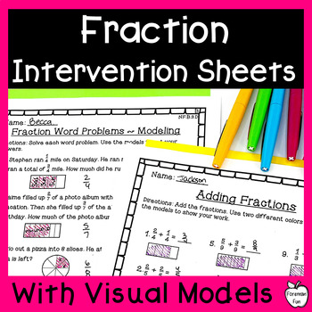 Preview of Fraction Intervention Worksheets - Comparing & Equivalent Fractions with Models