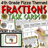 4th Grade Fractions Practice Task Cards Pizza Themed PRINT