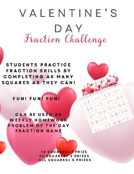 Preview of 4th Grade Fraction Valentine's Day Challenge