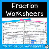 4th Grade Fraction Worksheets Bundle - Math Practice