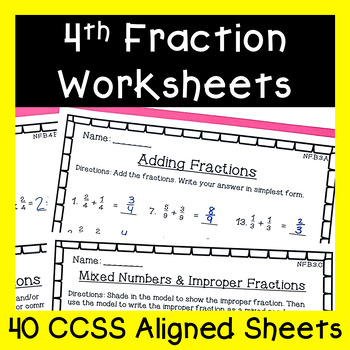 Preview of 4th Fraction Practice - Equivalent Fraction Worksheets and Simplifying Fractions