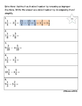 4th Grade Fraction Worksheets and Center Cards Common Core 4.NF.3 a, b