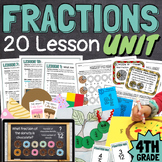 4th Grade Fractions 20 Lessons Unit BUNDLE Slides, Games, 