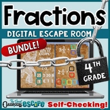4th Grade Fractions Activities Digital Escape Room Bundle 
