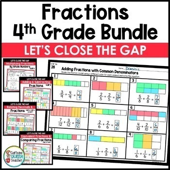 Preview of Comparing Fractions Worksheets and Decomposing Fractions Review for 4th Grade