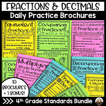 Preview of 4th Grade Fractions and Decimals | Math Review | Equivalent, Comparing & MORE!