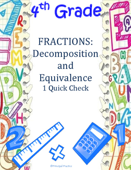 Preview of 4th Grade Fractions: Decomposition and Equivalence Quick Check