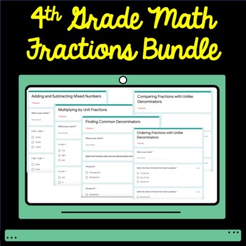 Preview of 4th Grade Math Fractions and Decimals Google Form Assessment Bundle