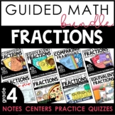 4th Grade Fractions - Guided Math Bundle - Notes and Math Centers