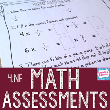 Preview of 4th Grade Fractions Math Assessments