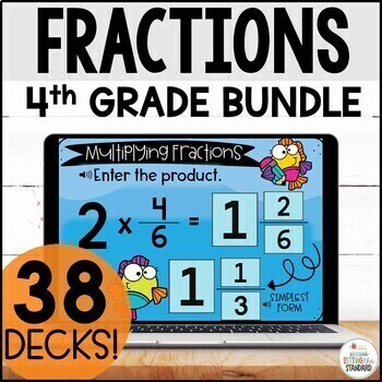 Preview of 4th Grade Fractions Math Boom Card Bundle