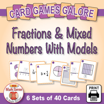 Preview of 4th Grade Fractions & Mixed Numbers BUNDLE | 6 Math Card Games | Number Sense