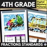 4th Grade Fractions Color by Number Review Worksheets Equi