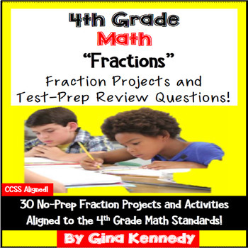 Preview of 4th Grade Fractions Practice,30 Enrichment Projects & 30 Test-Prep Questions