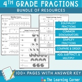 4th Grade Fractions Unit - Practice Worksheets and Review