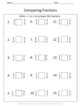 4th Grade Fractions Worksheet Practice Set by Mistakes Allow Thinking