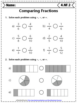 4th Grade Fractions Worksheets: 4th Grade Math Worksheets, Fractions