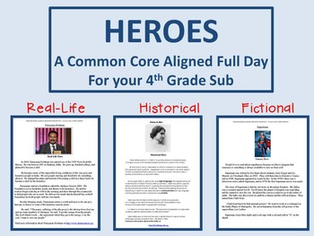 Preview of Heroes - A Common Core Aligned Full Day For Your Sub