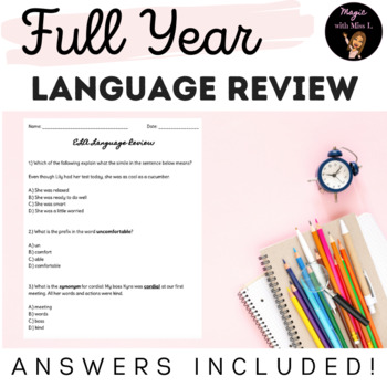Preview of 4th Grade Full Year Language Review | SBAC/CAASPP Prep