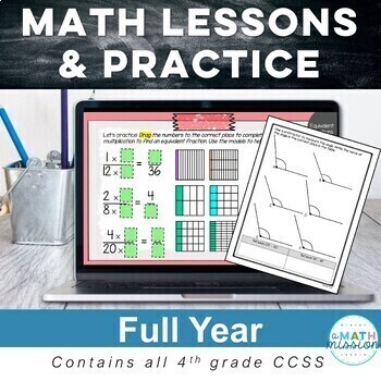 Preview of 4th Grade Full Year Math Digital & Printable Lessons All Standards