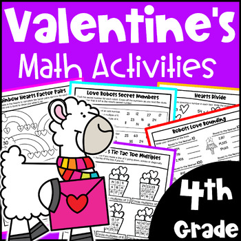 Preview of Fun 4th Grade Valentine's Day Math Activities Worksheets: Printable and Digital