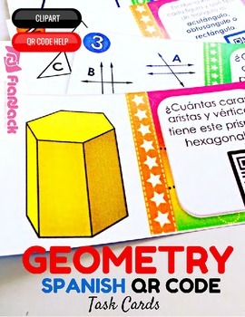 Preview of 4th Grade GEOMETRY SPANISH QR Code Task Cards