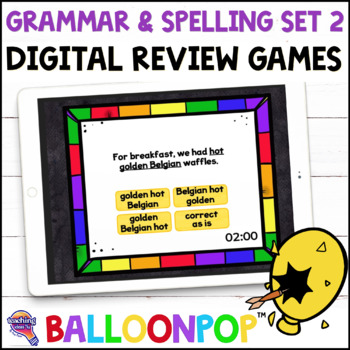 Preview of 4th Grade GRAMMAR & SPELLING Digital Review Games BalloonPop™, Set 2