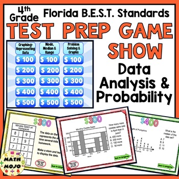 Preview of 4th Grade Game Show Math FAST Test Prep: Florida BEST Standards Data Analysis