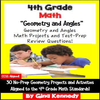 Preview of 4th Grade Geometry & Angles, 30 Enrichment Projects and 30 Test-Prep Problems